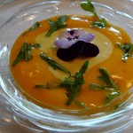Pierre Gagnaire Mozzerella ice cream, passion fruit, arugula by Meg Zimbeck Pierre Gagnaire Mozzerella ice cream, passion fruit, arugula by Meg Zimbeck