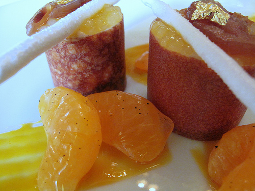Le Meurice - Mousse légère de marron rafraîchie à la mandarine; Segments glacés et jus en petites perles acides by Food Snob