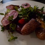 Roasted duck with beets and potatoes