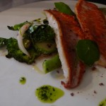 Rouget with squid and al dente vegetables