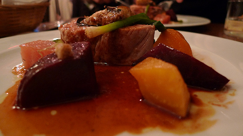 Veal with oyster, beets and leeks at Rino by Meg Zimbeck