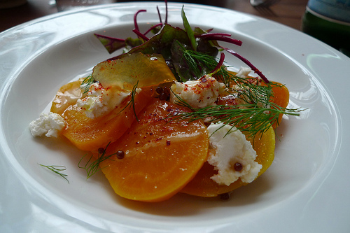 betterave, chevre frais, citron confit (yellow beets, fresh goat cheese, preserved lemon) at Frenchie by Meg Zimbeck