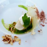 Bigarrade - Poached Turbot, Sautéed Cauliflower, Spinach Purée, Roasted Hazelnuts, Chevre, Smoked Espelette, Shiso by Jordan Grossi