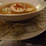 Hay broth on hay at Septime by Barbra Austin