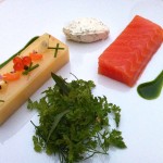 Camelia restaurant by Alexander Lobrano - smoked salmon with a candy-bar shaped potato cake