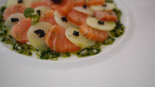 Salade de saumon mariné et de pommes de terre rattes from La Grande Cascade