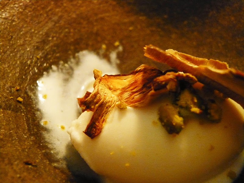 Glace à la réglisse, pâte de pistache, cèpes séchés at Bigarrade by Bruno Verjus