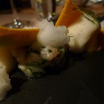 Shrimp tartare with carrots at Sola by Barbra Austin