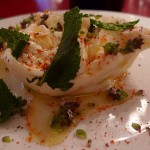 Burrata with fresh mint at Au Passage by Meg Zimbeck