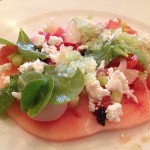Watermelon, feta, cucumber granita, radish, chili from L'Office. Photo by MZ