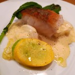 Lieu jaune (pollack) with cabbage and yellow squash