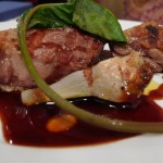 Duck with mushroom duxelles and artichoke