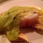 Lieu jaune (pollack) with pickled cabbage and parsley root puree