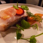Pollack with house-made fresh cheese and carrots at Bones restaurant
