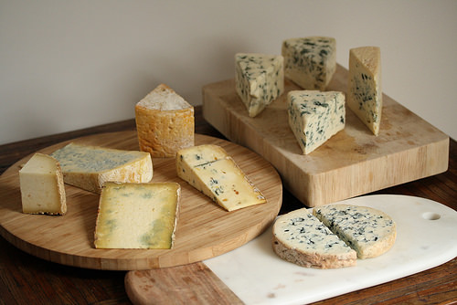 A selection of blue cheeses. They're all so different!