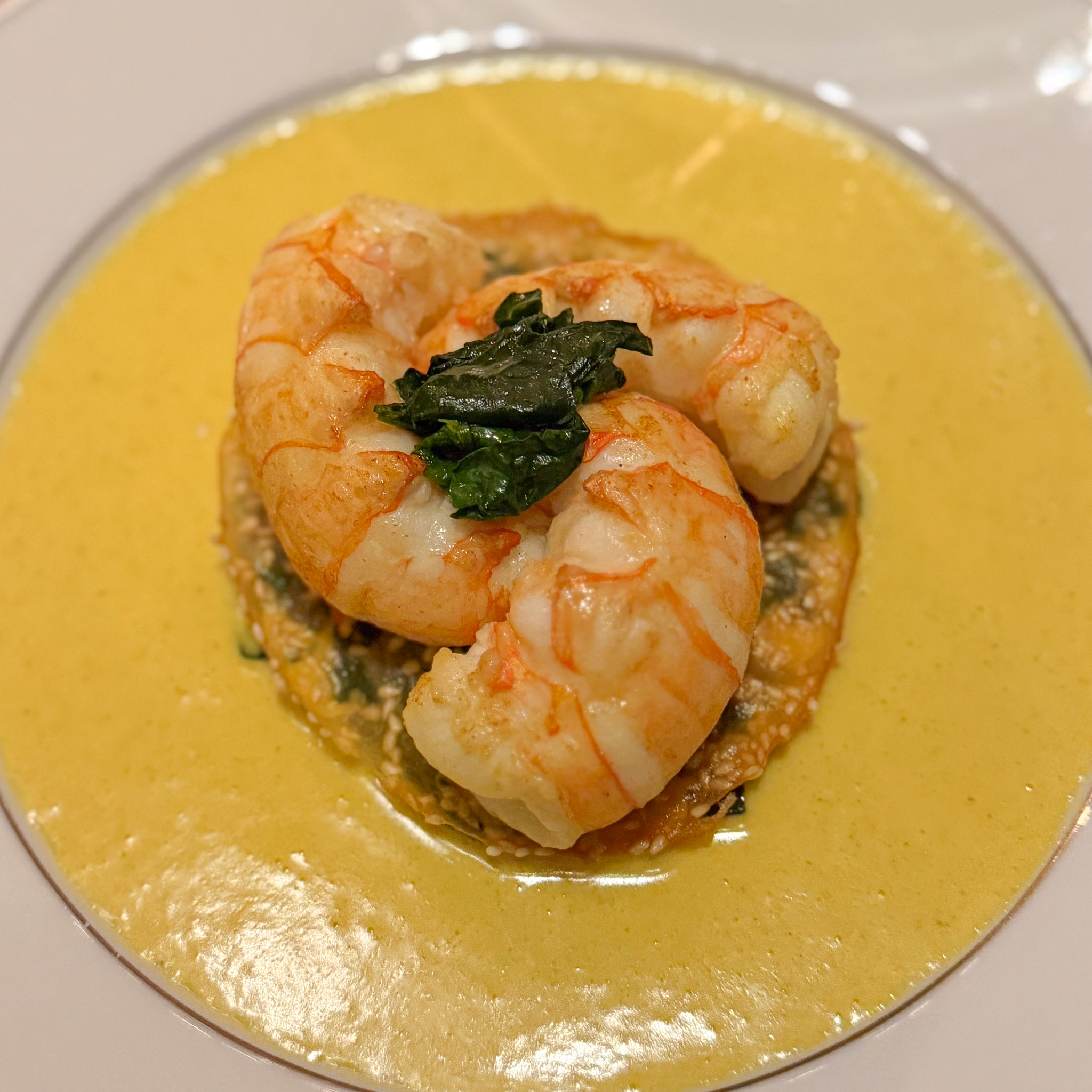 Langoustines with curry sauce at L'Ambroisie restaurant in Paris | PARIS BY MOUTH Langoustines with curry sauce at L'Ambroisie restaurant in Paris