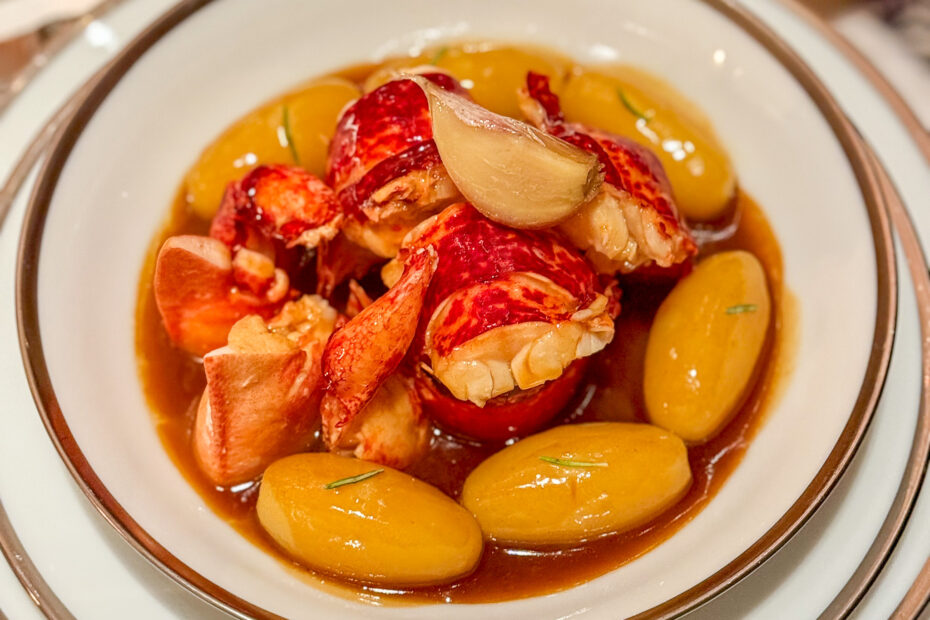 Lobster with rosemary and potatoes at L'Ambroisie restaurant in Paris