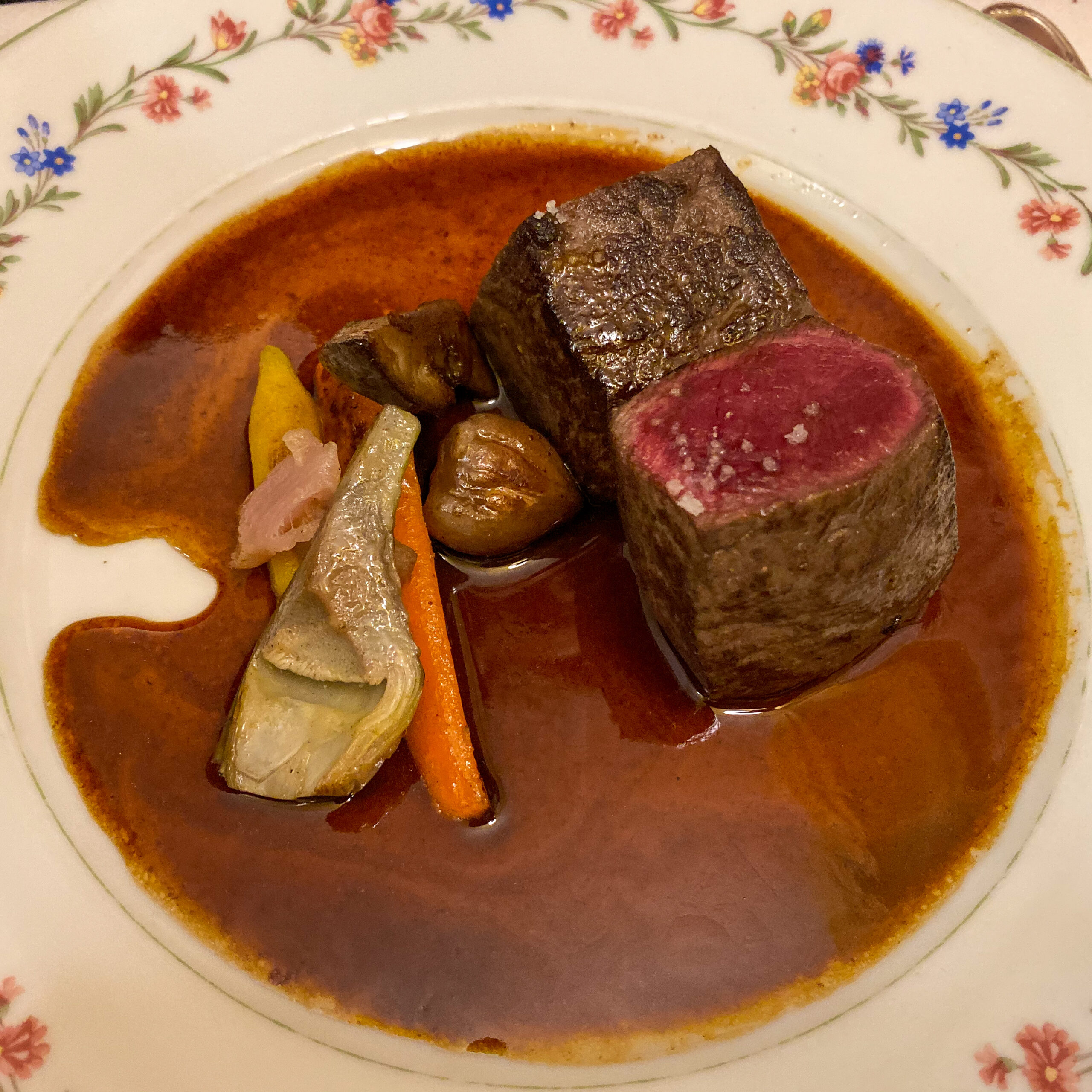 Benoit restaurant in Paris - dos de biche ortie sauce poivrade (venison) | PARIS BY MOUTH