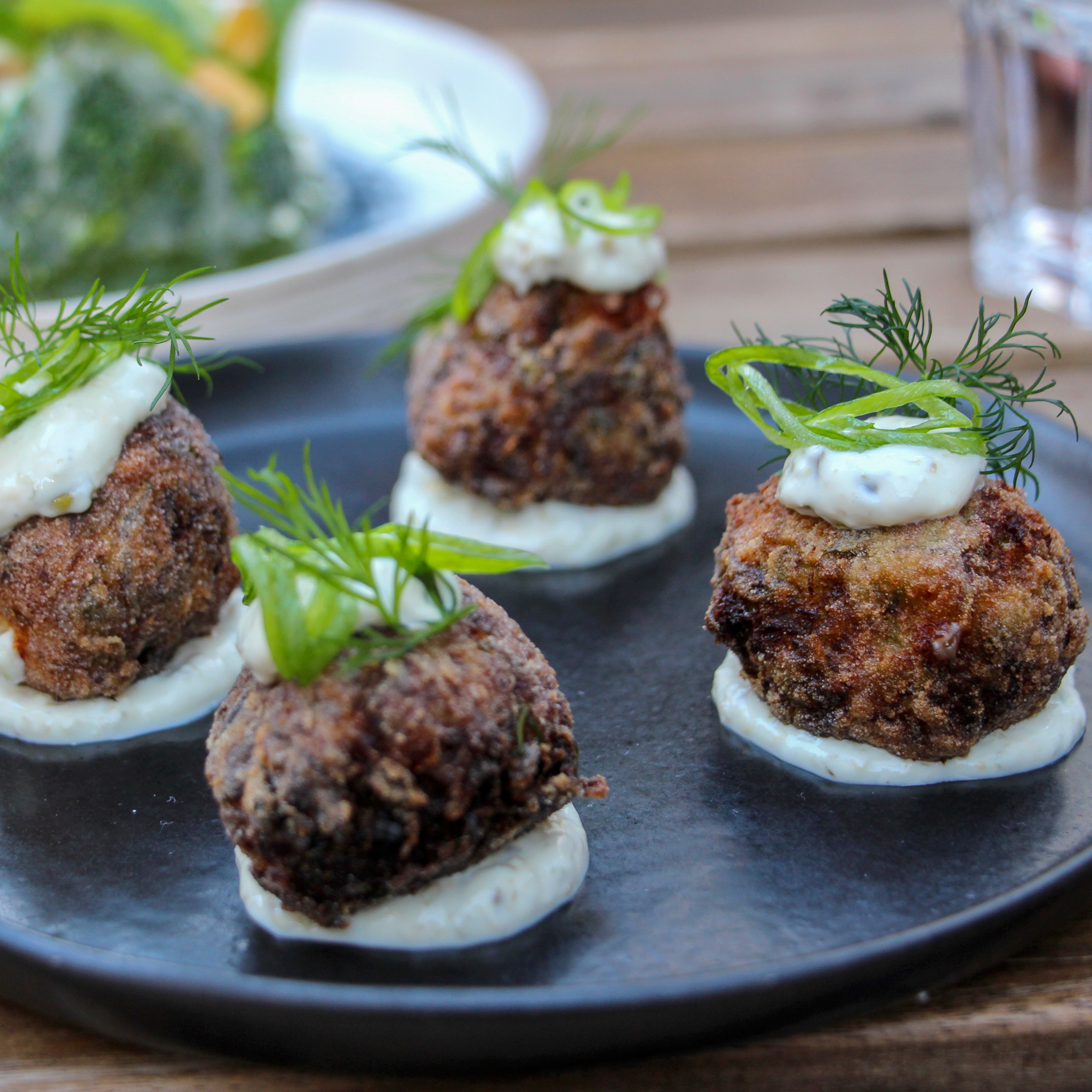 plant-based zucchini meatballs - petit navire