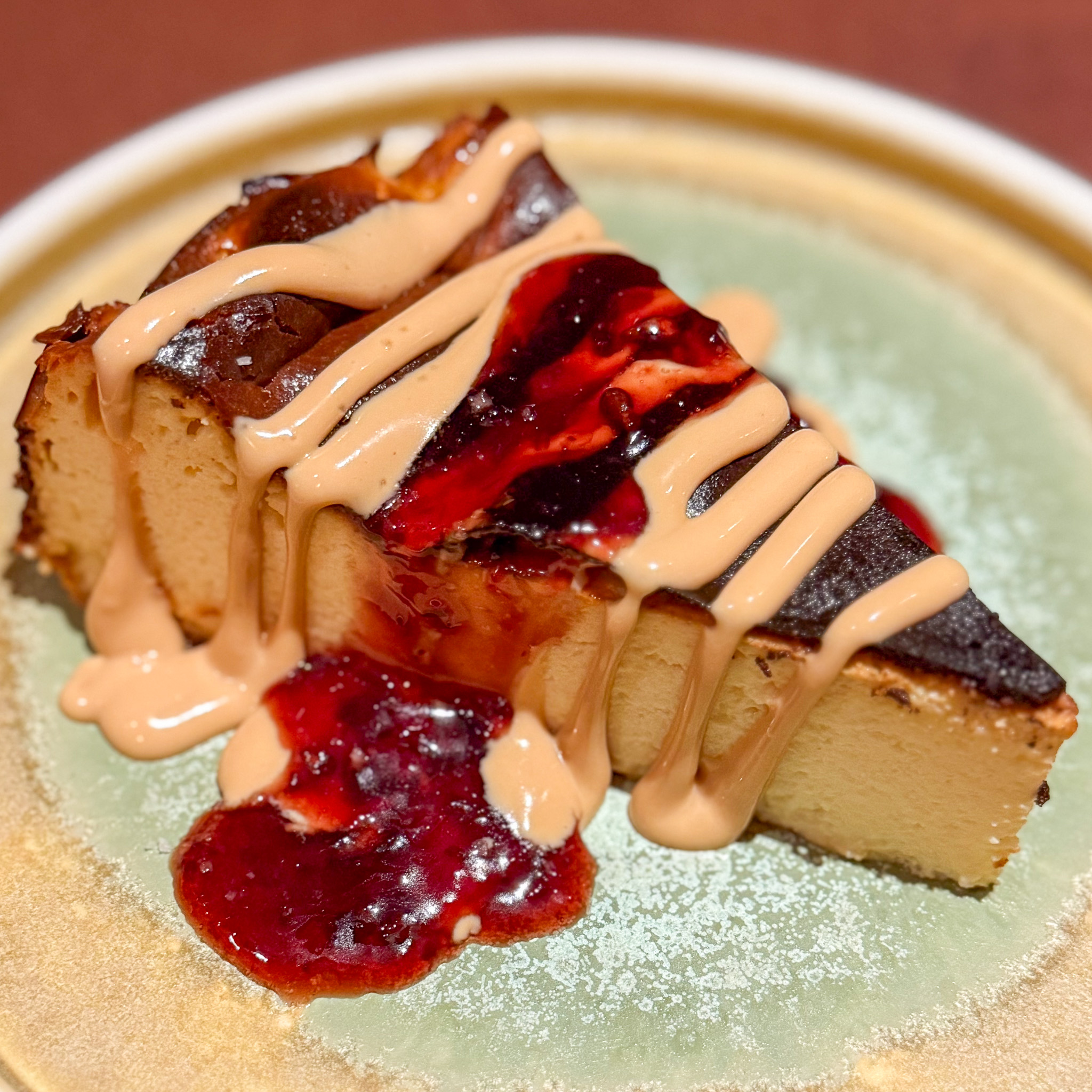 Basque cheesecake at Mischief restaurant in the Marais in Paris