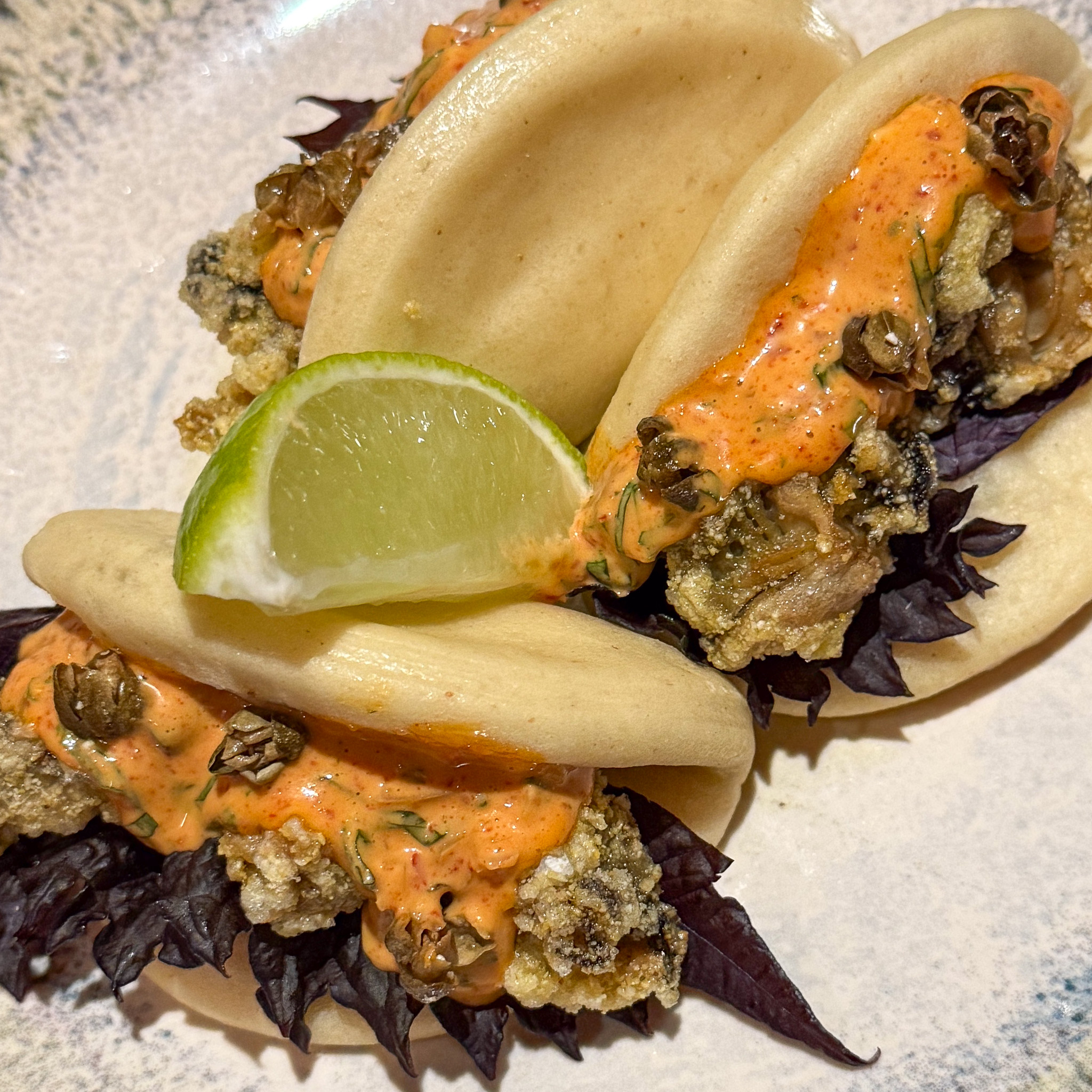 Fried oyster bao at Mischief restaurant in the Marais in Paris