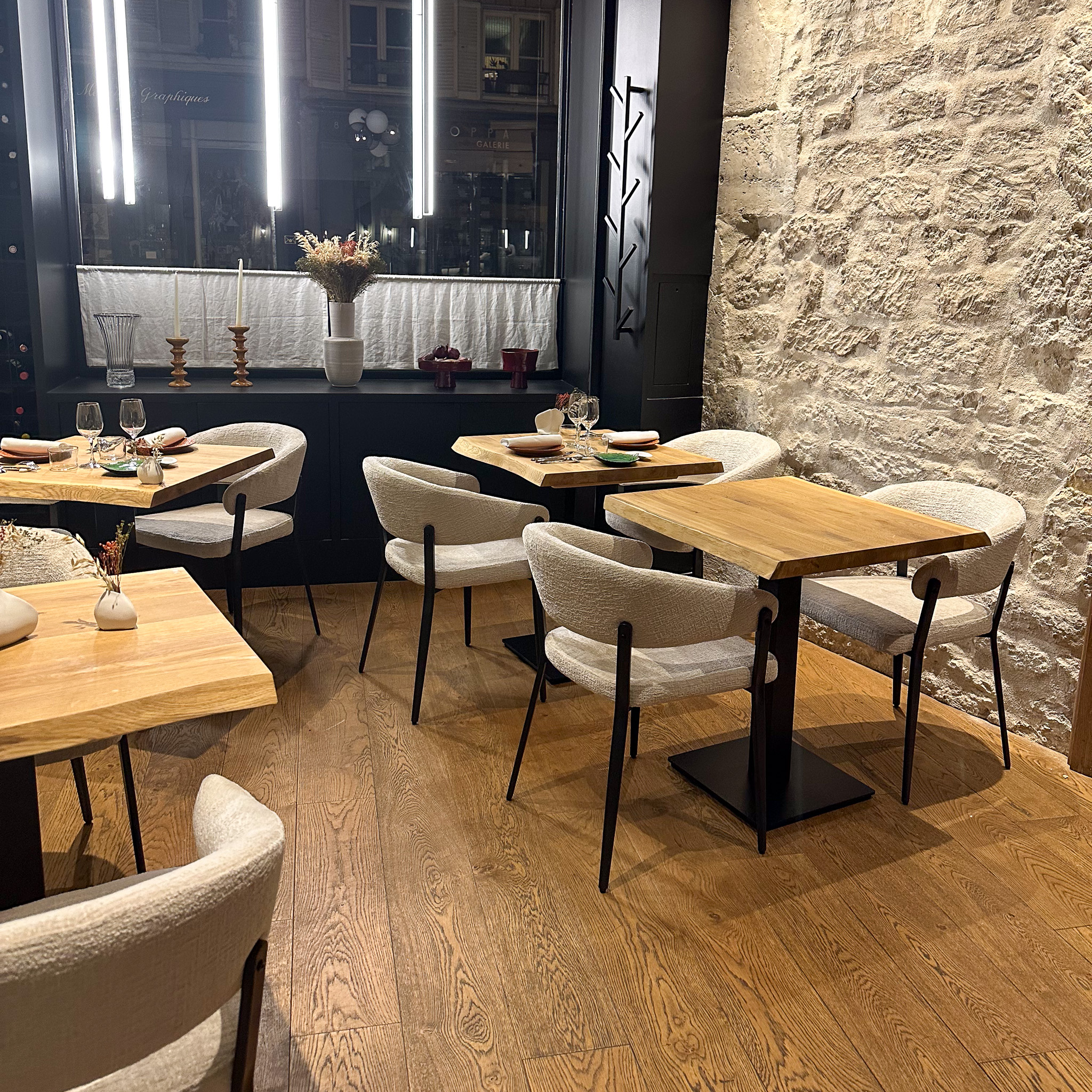 Dining room at Aldehyde restaurant in the Marais in Paris