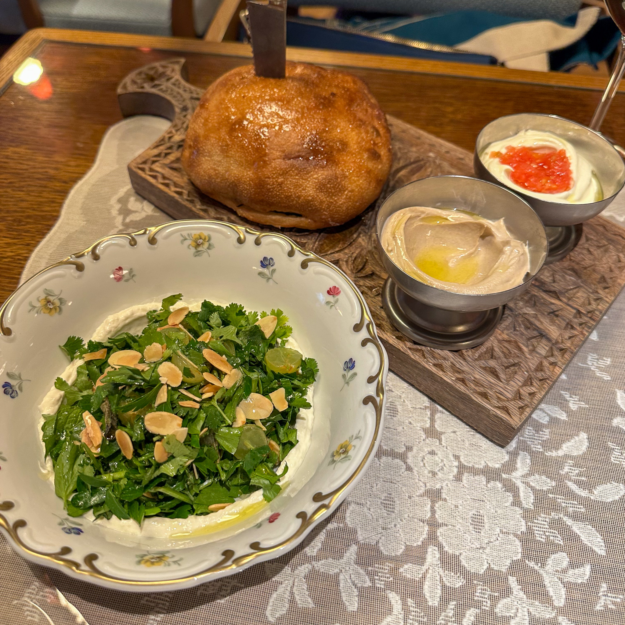 Bread service at Boubalé restaurant in the Marais in Paris