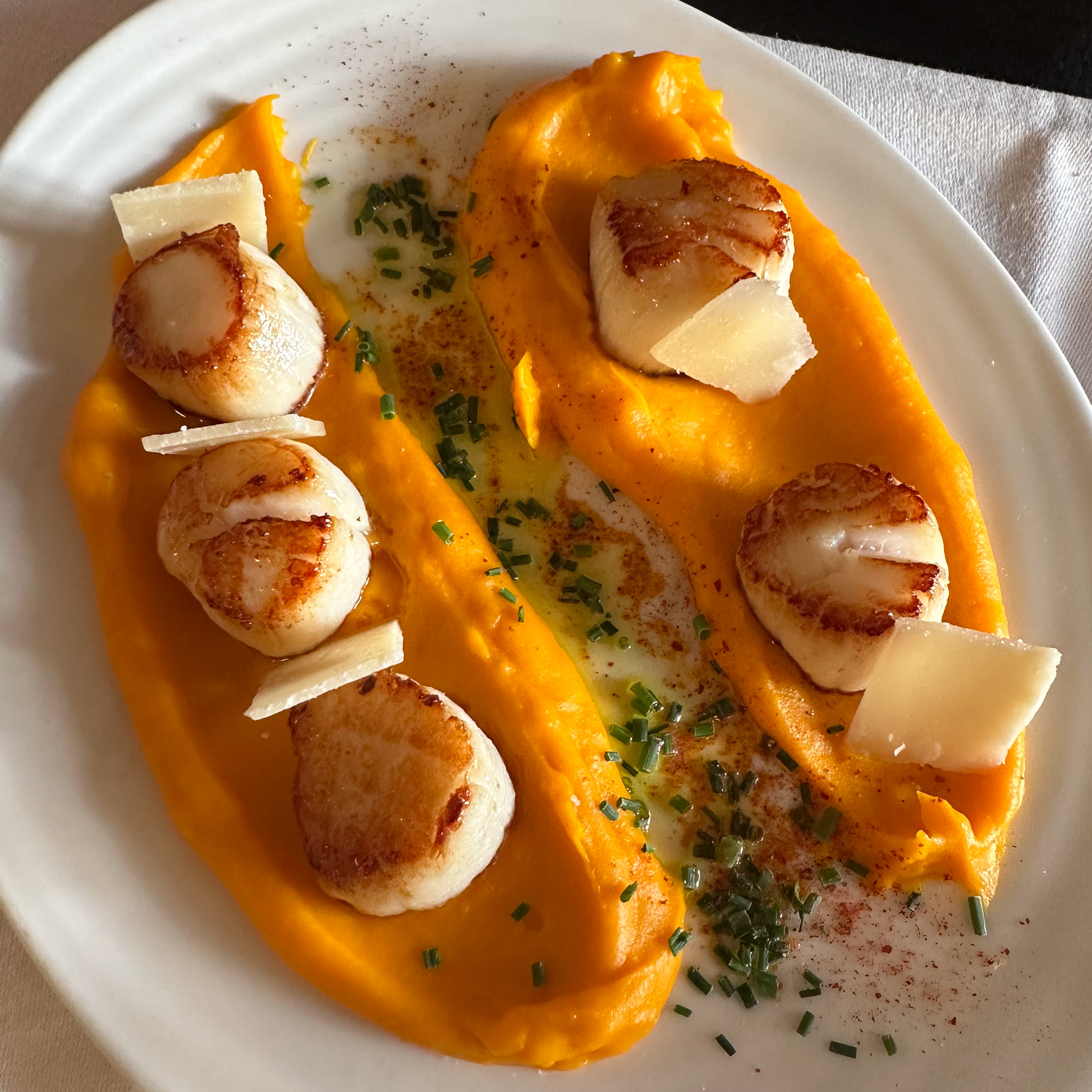 IMG_9132 | PARIS BY MOUTH Seared scallops and squash at Le Petit Célestin bistro in the Marais in Paris