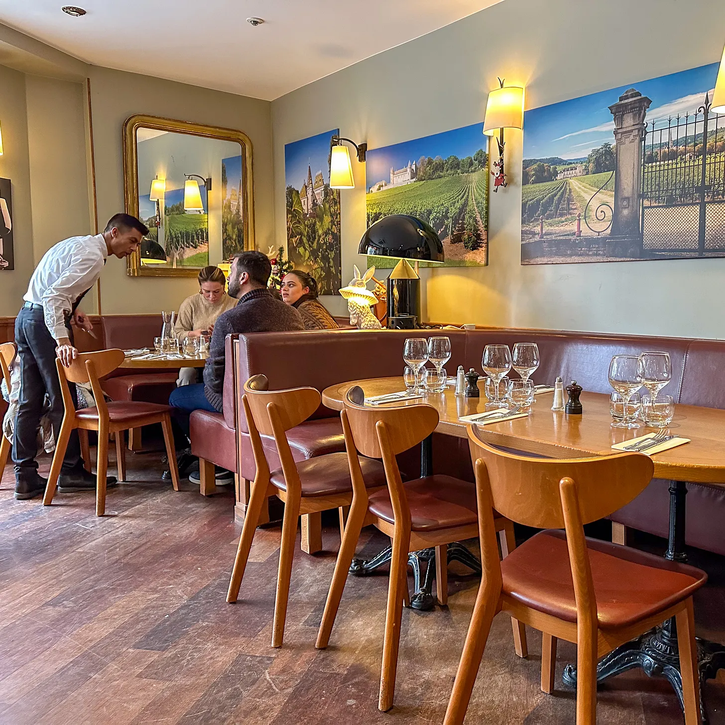 Dining room at Au Bourguignon du Marais restaurant in the Marais in Paris