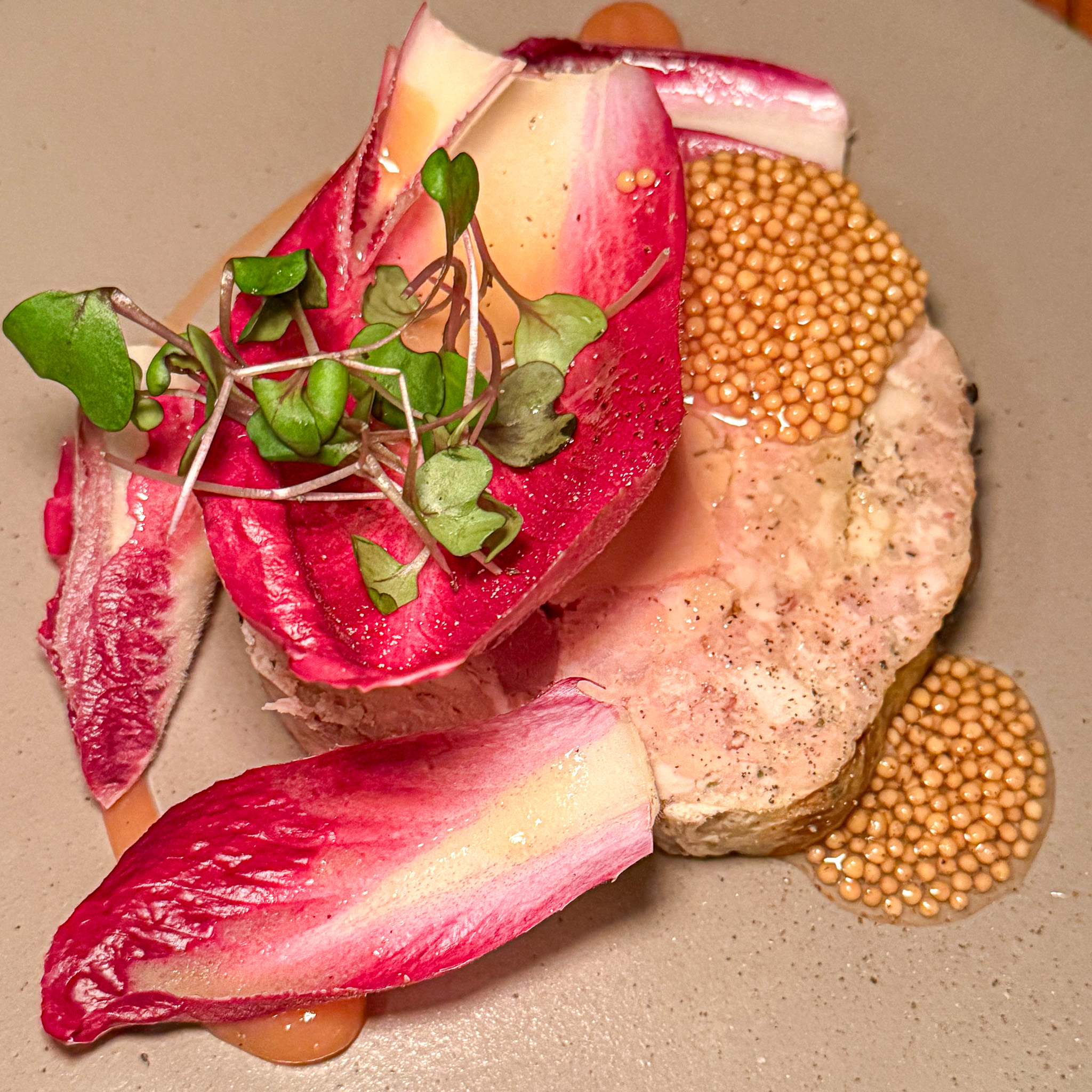 pork-foie-gras-terrine-fugue-paris | PARIS BY MOUTH Terrine of pork, foie gras, and pigeon at Fugue, Paris