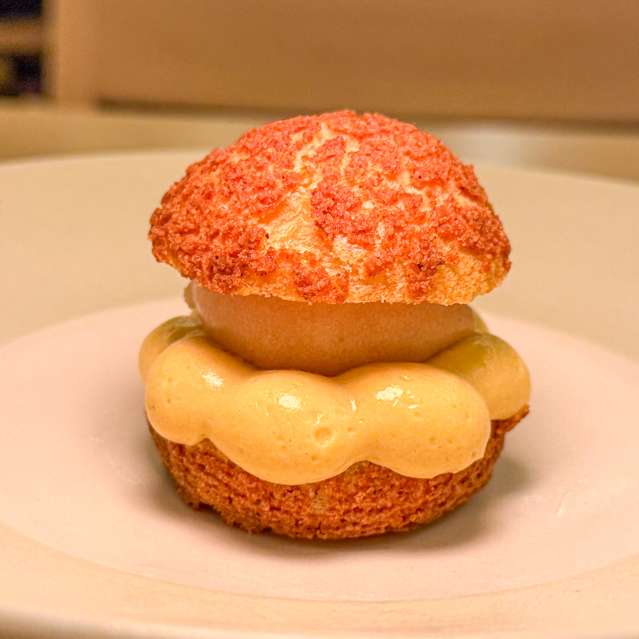Choux with pear sorbet and Earl Grey crème diplomate at Cypsèle, Paris 4th