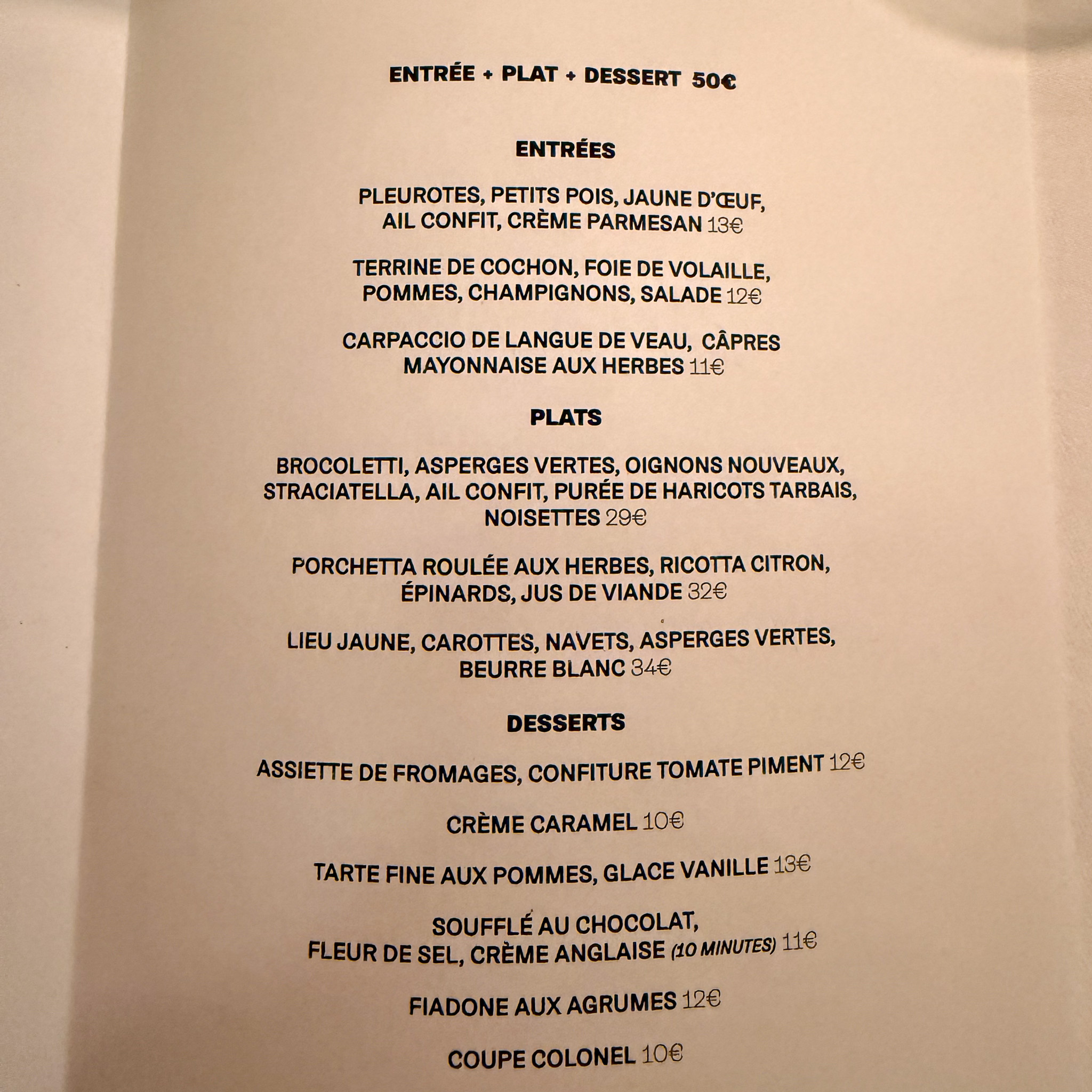 menu-patine-restaurant-paris | PARIS BY MOUTH Menu at Patine restaurant in Paris