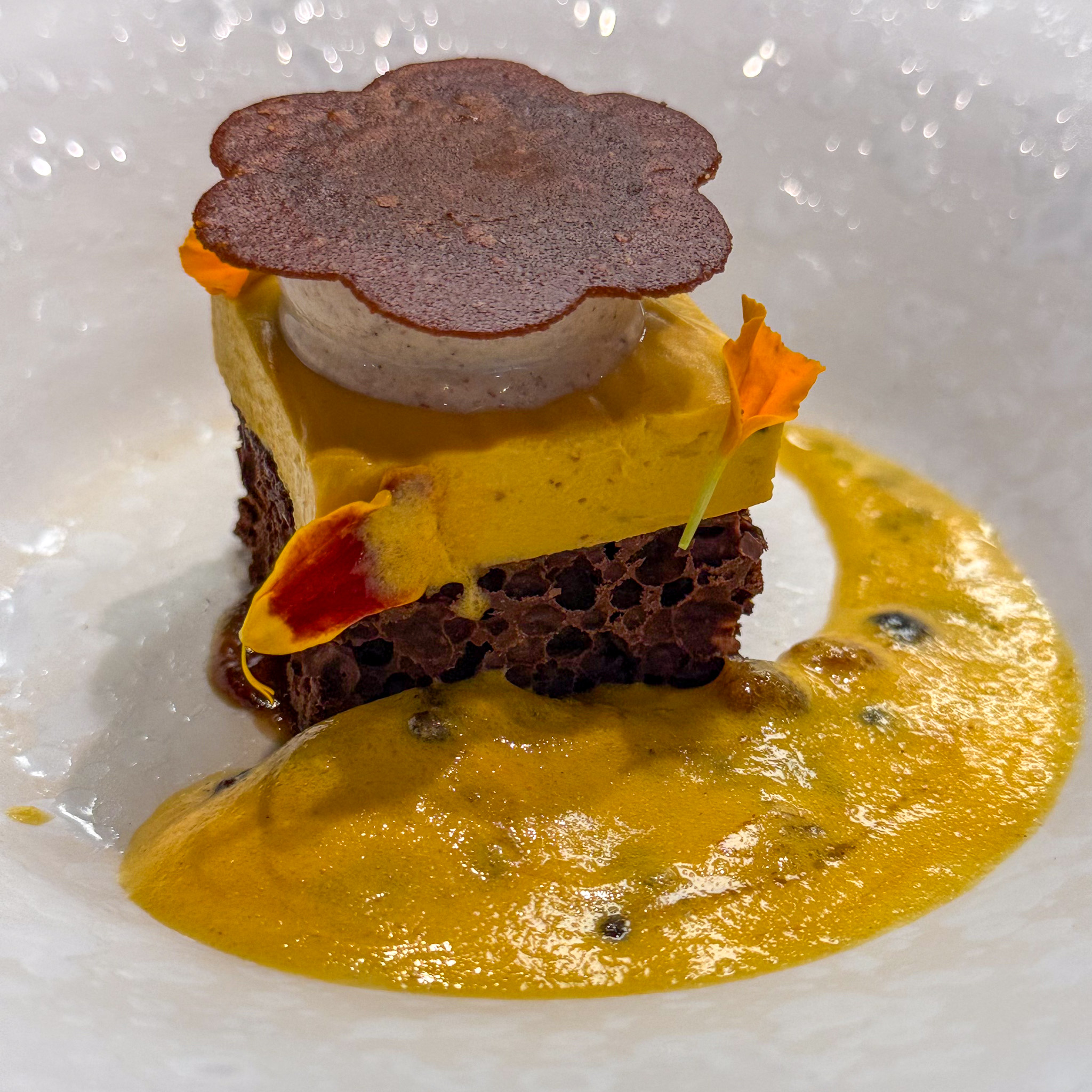 Chocolate and squash dessert by Aurora Storari at Substance, 16th arrondissement, Paris