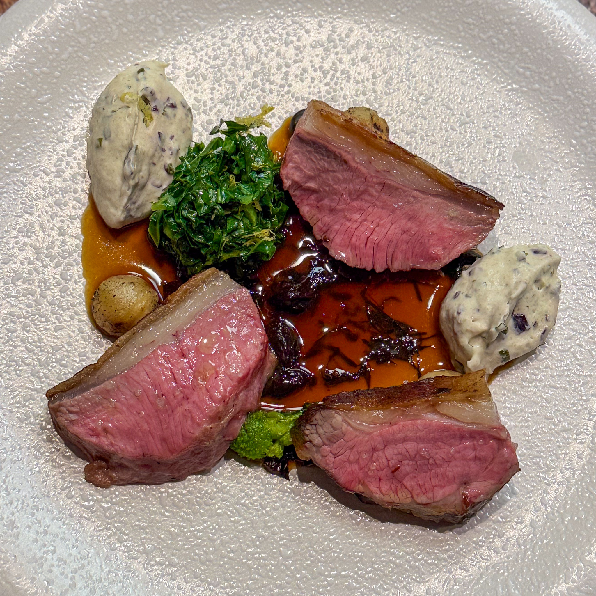 Lamb with cime di rapa and bergamot at Substance, 16th arrondissement, Paris
