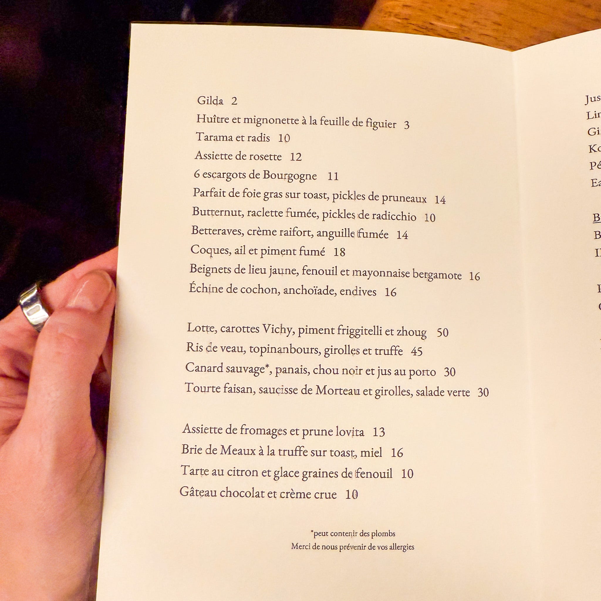 menu-canard-sauvage-restaurant-paris | PARIS BY MOUTH Menu at Canard Sauvage restaurant, Paris