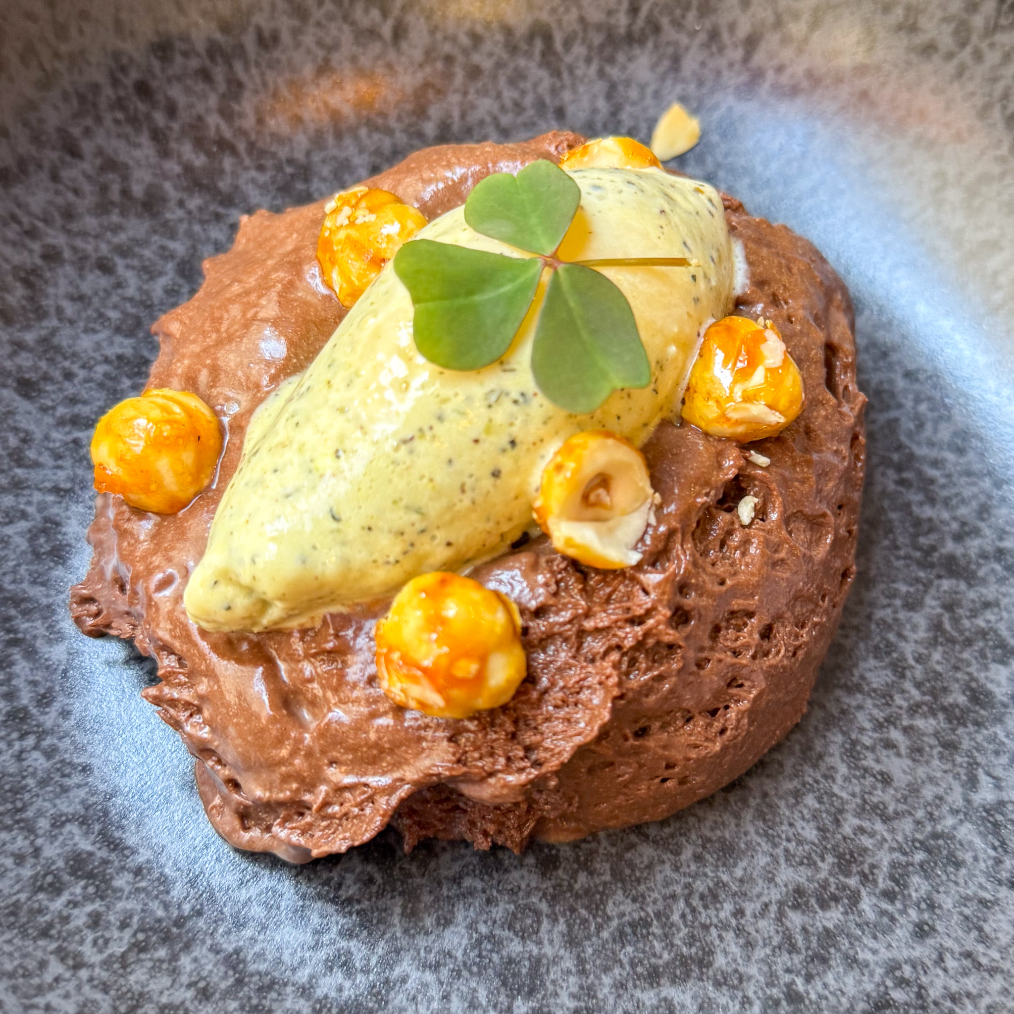 Chocolate mousse with za'atar ice cream at Argile, 9, Paris