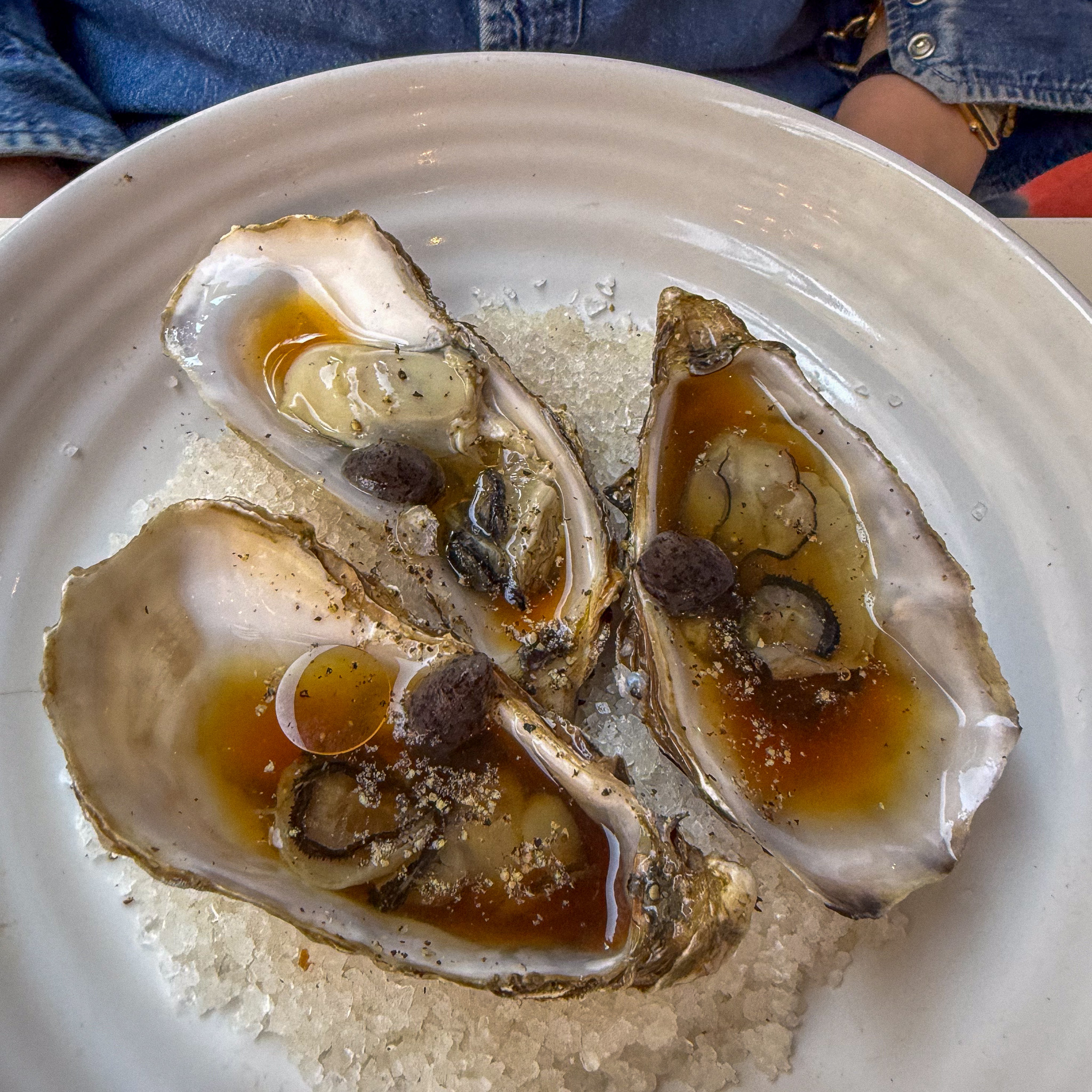Oysters with dashi broth at Argile, 9, Paris