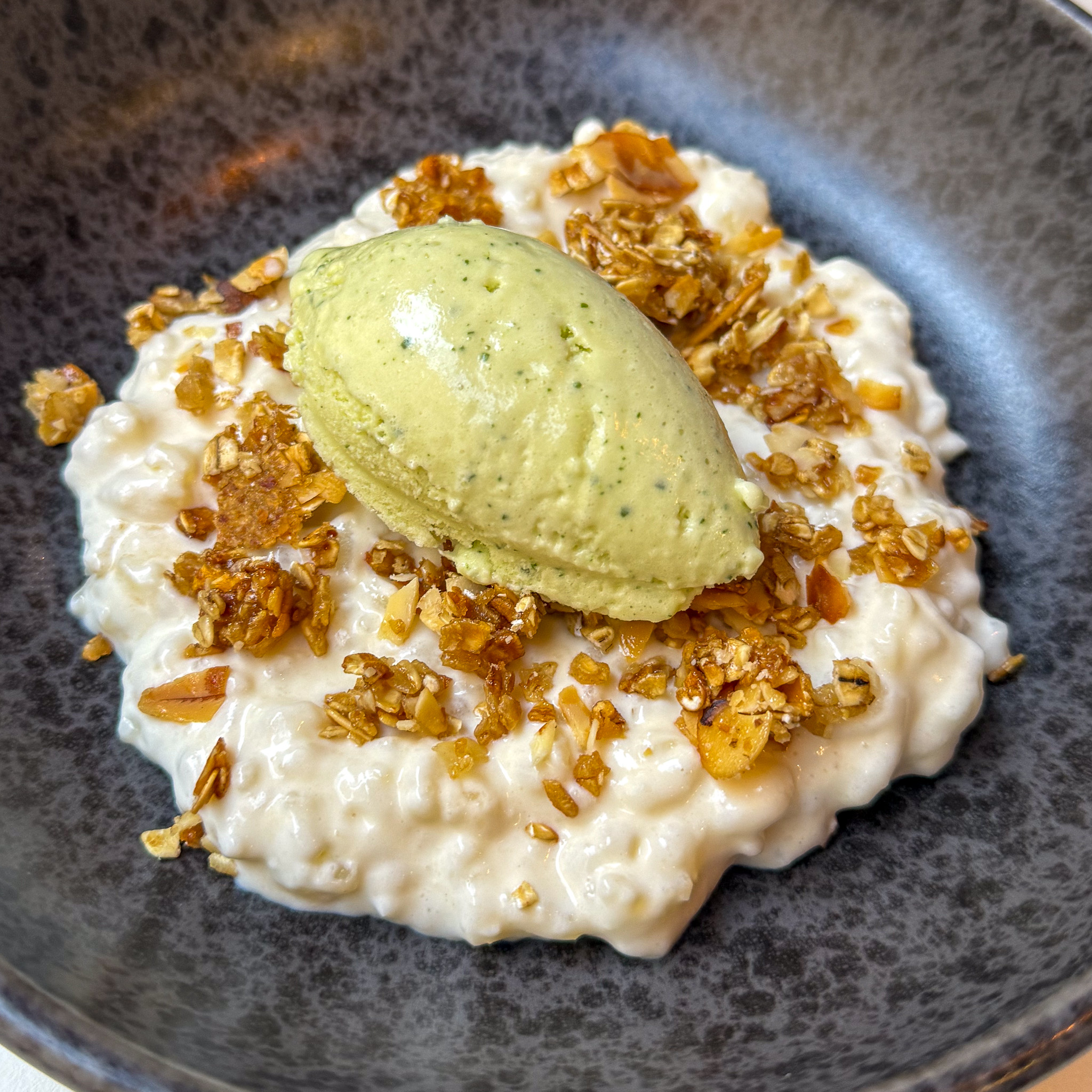 Rice pudding with sorrel ice cream at Argile, 9, Paris