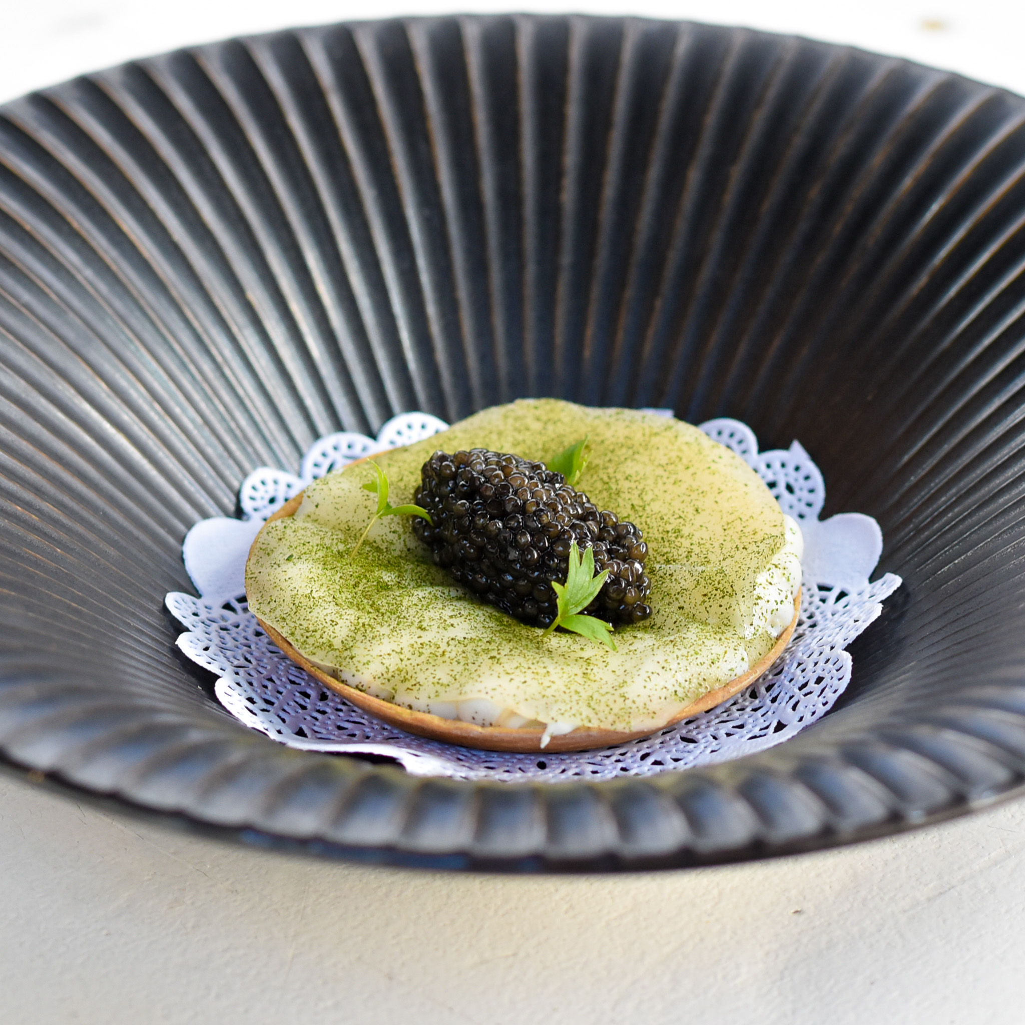 Caviar tart at Les Enfants du Marché in Paris