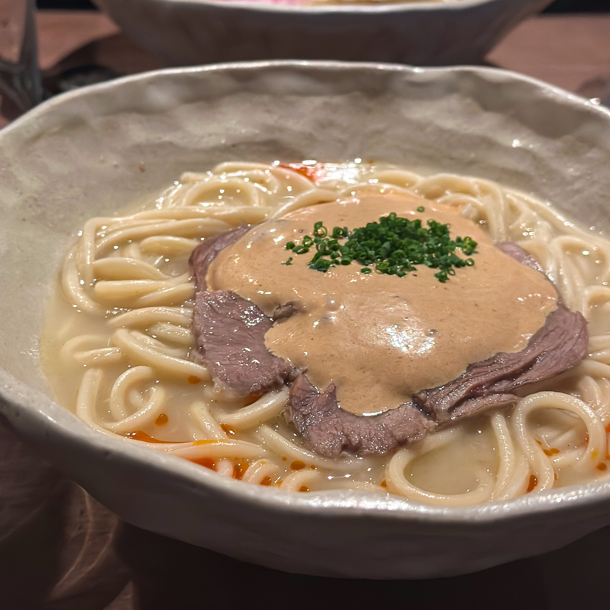 Black pepper noodles at Jip, Paris