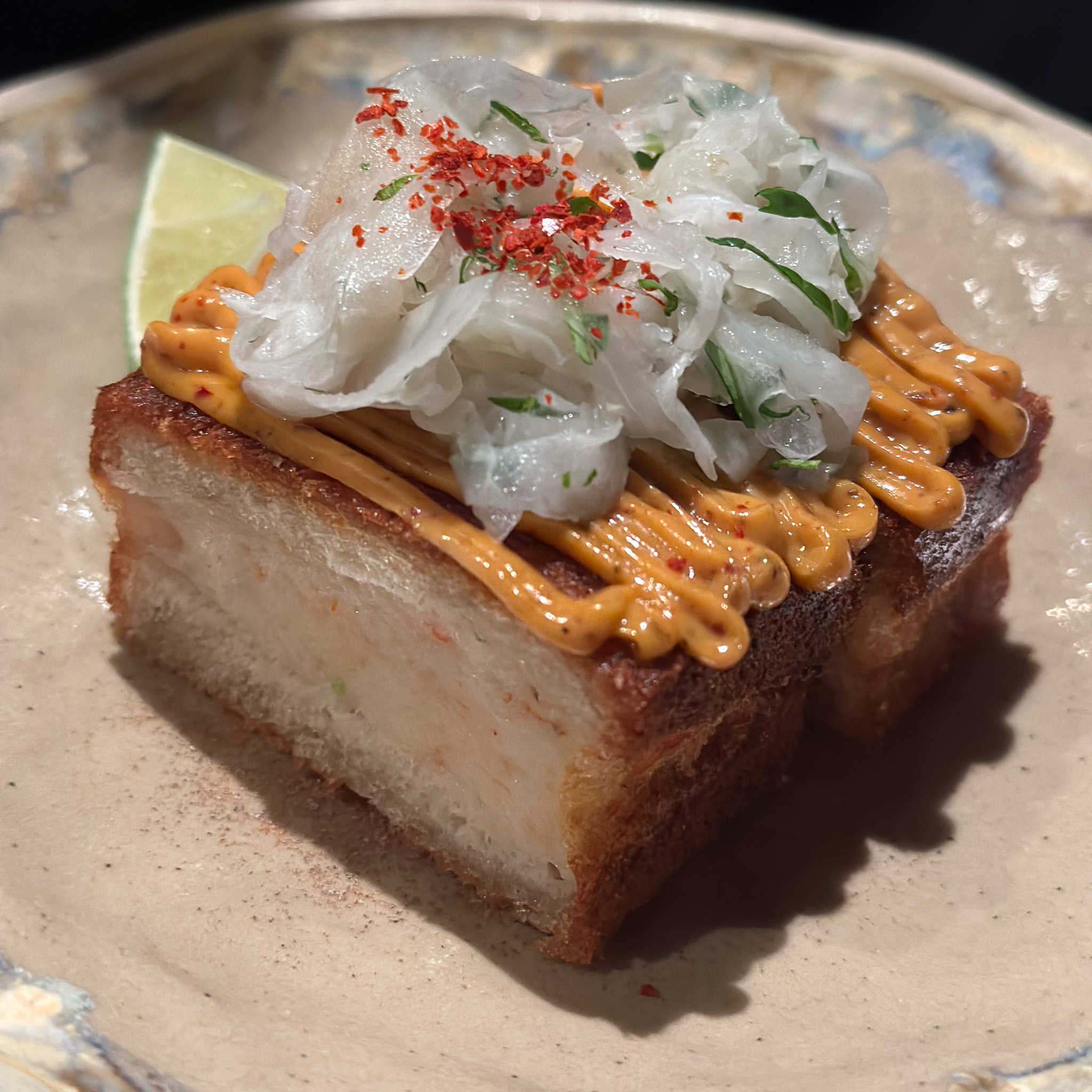 Madame butterfly shrimp toast at Jip Paris