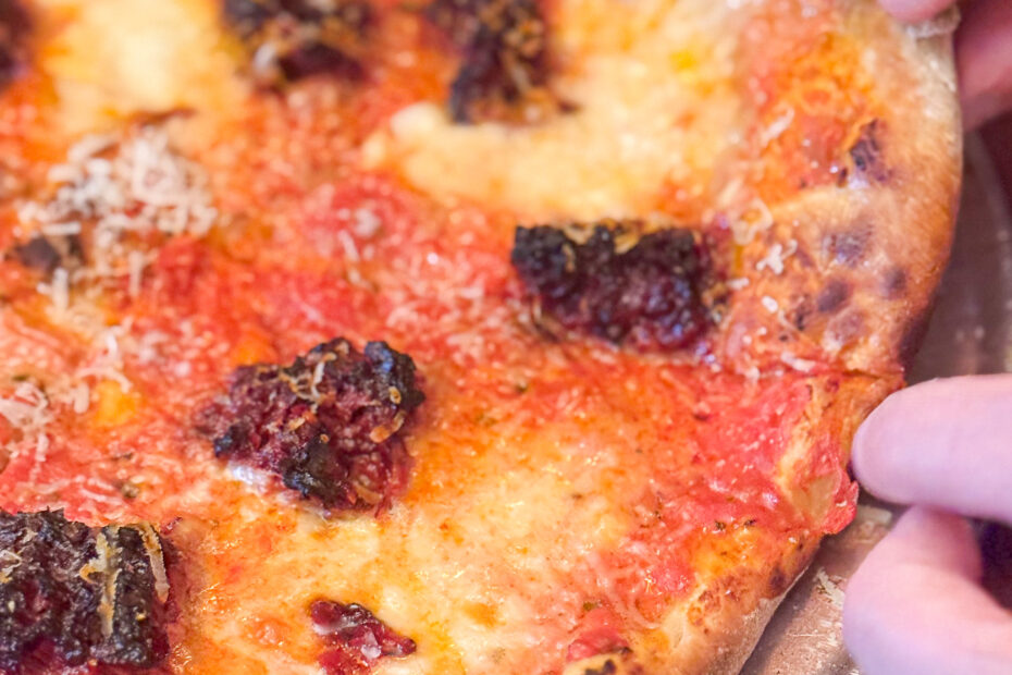 N'duja pizza with Calabrian 'nduja and buffalo mozzarella at Acid Lactic, 11th arrondissement, Paris
