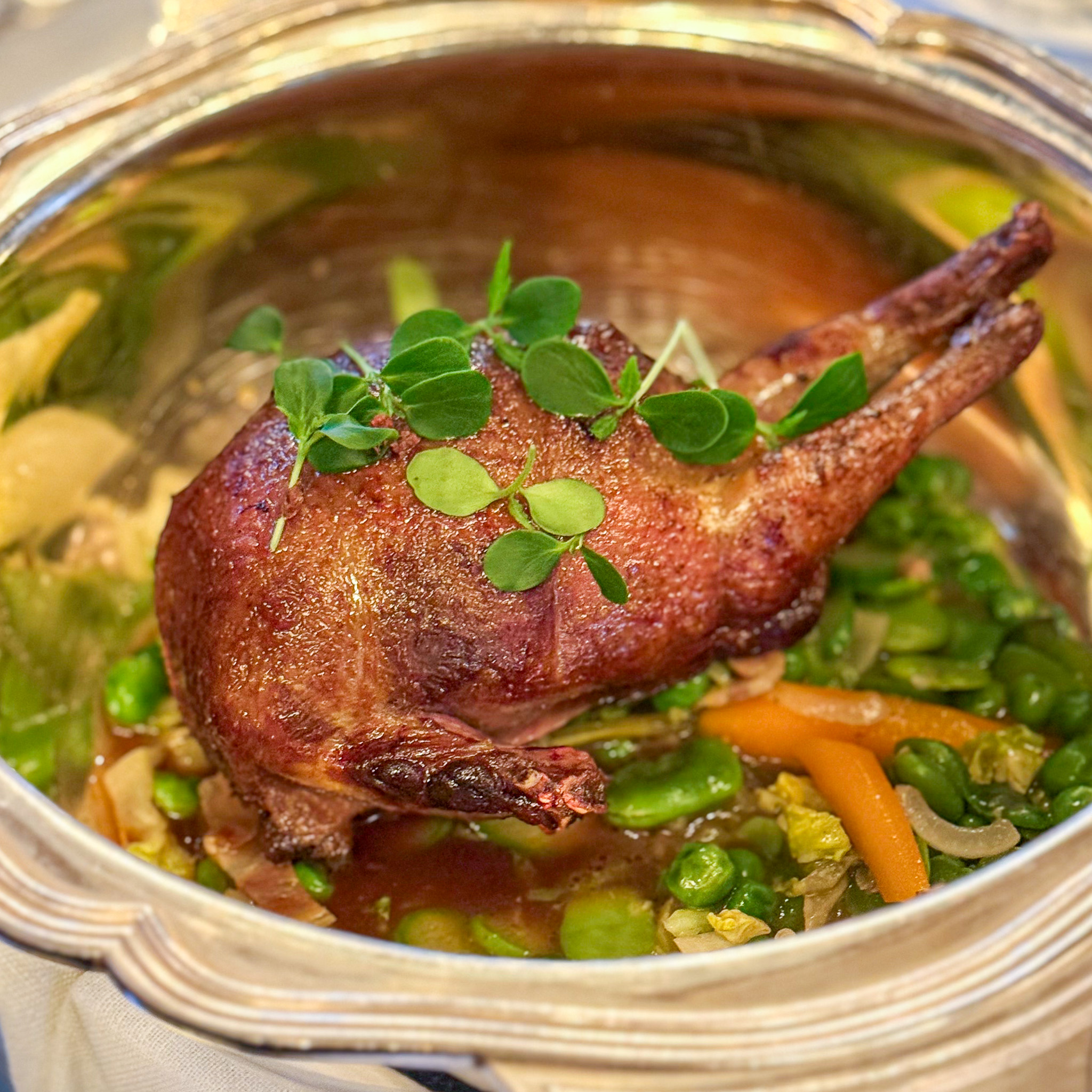 Whole roasted pigeon | PARIS BY MOUTH A whole-roasted pigeon, served very rare, at Le Grand Véfour.